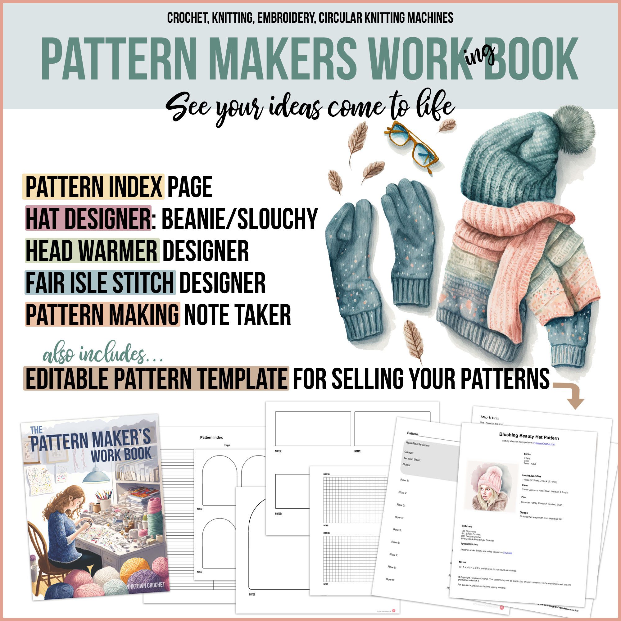 Pattern Makers Work Book: Crochet & Knitting • Pinktown Crochet
