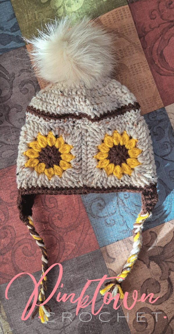 Rustic Sunflower Crochet Childs Hat