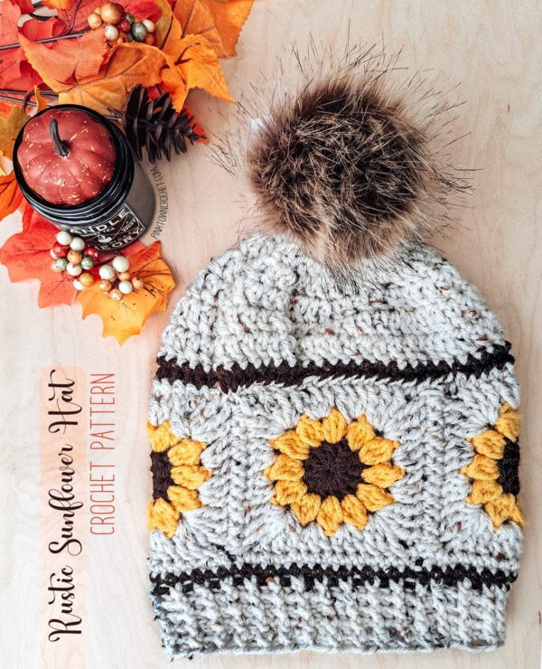 Rustic Sunflower Crochet Hat Pattern