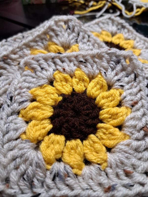 Sunflower Crochet Beanie Hat Pattern Squares